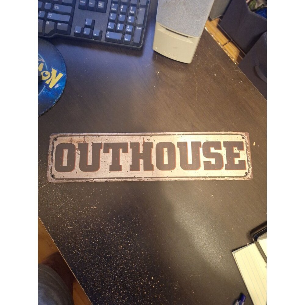 Outhouse Metal Tin Sign 4" x 12" Rustic Funny Bathroom Wall Decor Vintage Style